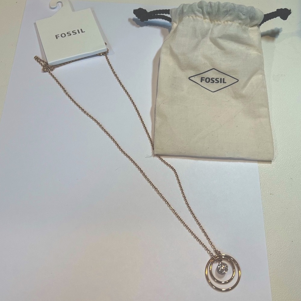 NWT Rose Gold Fossil Necklace